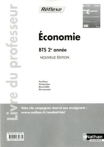 Couverture du livre « Economie bts 2e annee pochette reflexe bts livre du professeur » de Besson/Boyer aux éditions Nathan