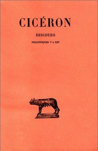 Couverture du livre « Discours. Tome XX : Philippiques V-XIV » de Ciceron aux éditions Belles Lettres