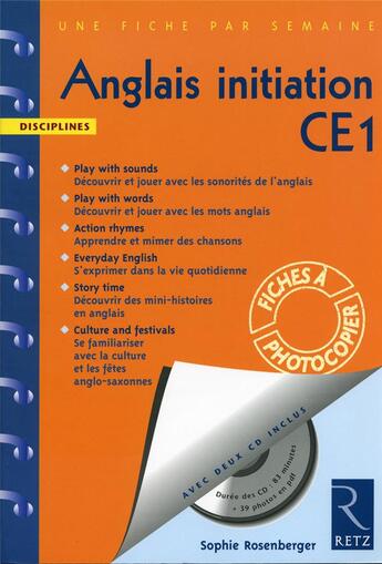 Couverture du livre « Anglais initiation ; CE1 ; livre + cd » de Sophie Rosenberger aux éditions Retz