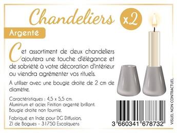 Couverture du livre « Chandeliers metal mini - argente brillant (assortiment de 2) » de  aux éditions Dg-exodif