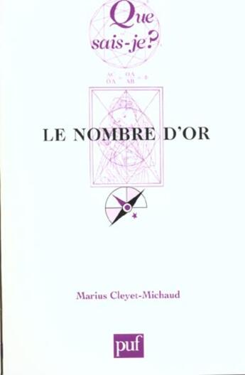 Couverture du livre « Le nombre d'or (12e ed) qsj 1530 » de Cleyet-Michaud Mariu aux éditions Que Sais-je ?