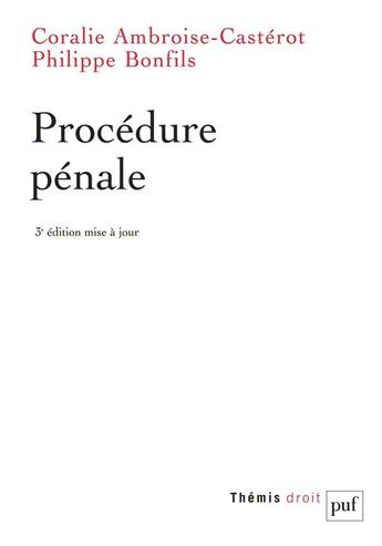 Couverture du livre « Procedure penale (3e édition) » de Ambroise-Casterot aux éditions Puf