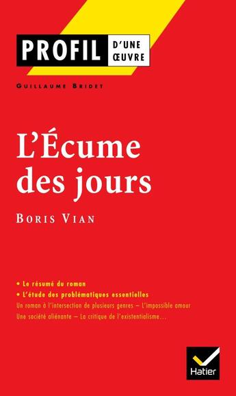 Couverture du livre « L'écume des jours, de Boris Vian » de  aux éditions Hatier