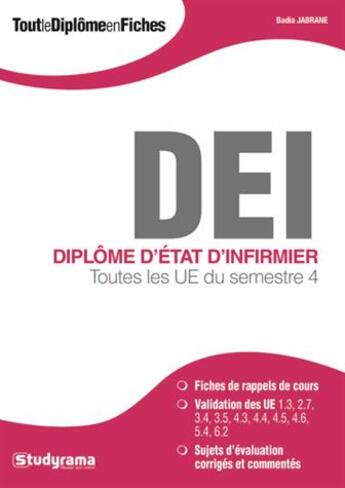 Couverture du livre « Diplôme d'Etat d'infirmier ; semestre 4 » de Badia Jabrane aux éditions Studyrama