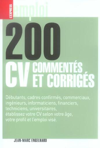 Couverture du livre « 200 CV commentés et corrigés » de Jean-Marc Engelhard aux éditions L'express
