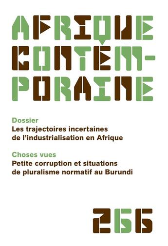 Couverture du livre « Afrique contemporaine 2018/2 - 266 - les trajectoires incertaines de l'industrialisation en afrique » de  aux éditions De Boeck Superieur