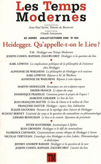 Couverture du livre « Heidegger ; qu'appelle-t-on le Lieu ? » de  aux éditions Gallimard