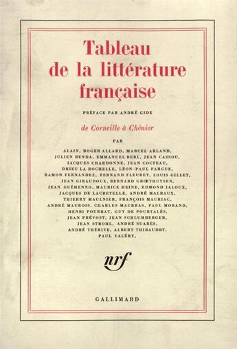 Couverture du livre « Tableau de la litterature francaise - de corneille a chenier » de Collectif Gallimard aux éditions Gallimard