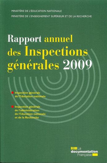 Couverture du livre « Rapport annuel des inspections générales (édition 2009) » de  aux éditions Documentation Francaise