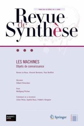 Couverture du livre « REVUE DE SYNTHESE : les machines ; objets de connaissance » de  aux éditions Springer