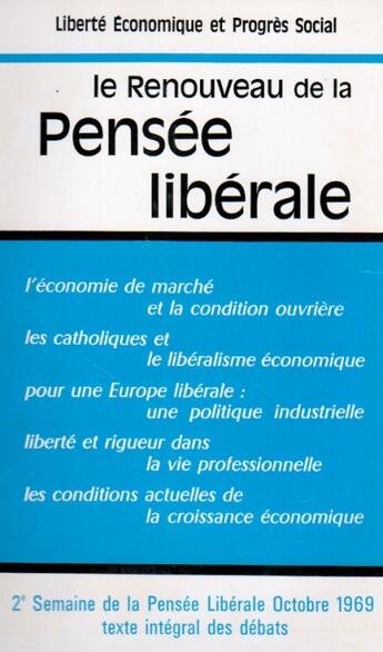 Couverture du livre « Le renouveau de la pensée liberale » de Progres Social aux éditions Nel