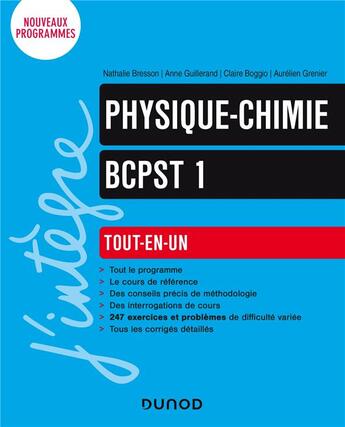 Couverture du livre « Physique-chimie ; BCPST 1re année ; tout-en-un » de Nathalie Bresson et Claire Boggio et Aurelien Grenier et Anne Guillerand aux éditions Dunod