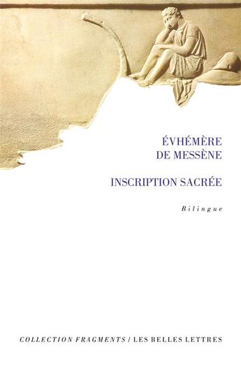 Couverture du livre « Inscription sacrée » de Evhemere De Messene aux éditions Belles Lettres