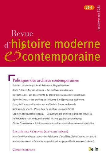 Couverture du livre « Rhmec 69-1 » de  aux éditions Belin