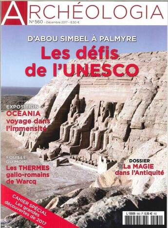 Couverture du livre « Archeologia n 560 les defis de l unesco decembre 2017 » de  aux éditions Archeologia