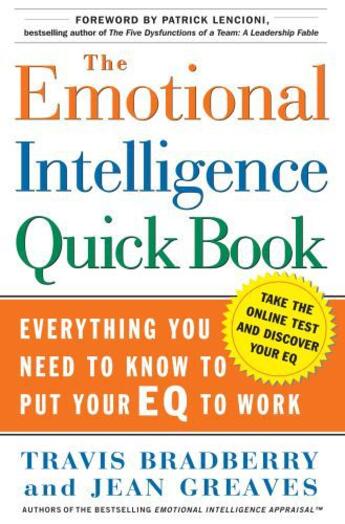 Couverture du livre « The Emotional Intelligence Quick Book » de Greaves Jean aux éditions Touchstone