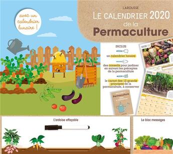 Couverture du livre « Calendrier permaculture 2020 » de Olivier Lebrun aux éditions Larousse