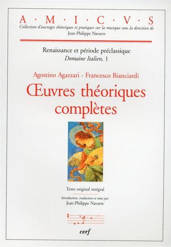 Couverture du livre « Oeuvres théoriques complètes » de Agazzari Agostino aux éditions Cerf