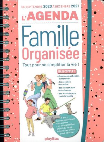 Couverture du livre « Agenda de la famille organisee 2021 (de sept. 2020 a dec. 2021) s'organiser n'a jamais ete aussi sim » de  aux éditions Play Bac