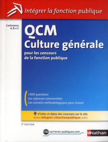 Couverture du livre « QCM culture générale t.28 ; catégories A, B, C (édition 2012) » de Sylvie Grasser aux éditions Nathan