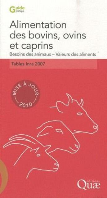 Couverture du livre « Alimentation des bovins, ovins, caprins » de  aux éditions Quae