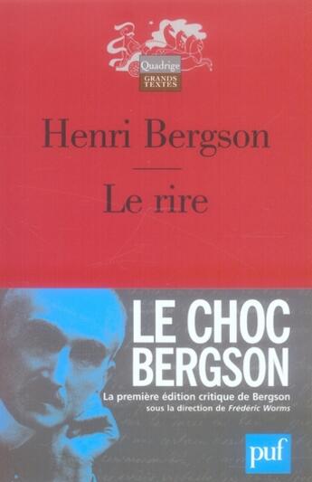 Couverture du livre « Le rire (13e édition) » de Henri Bergson aux éditions Puf