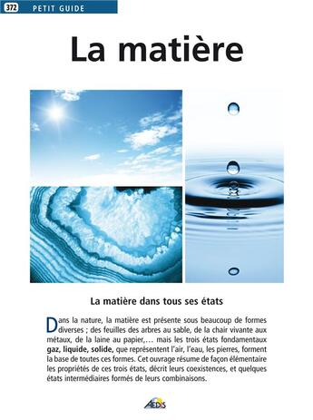 Couverture du livre « La matière » de  aux éditions Aedis