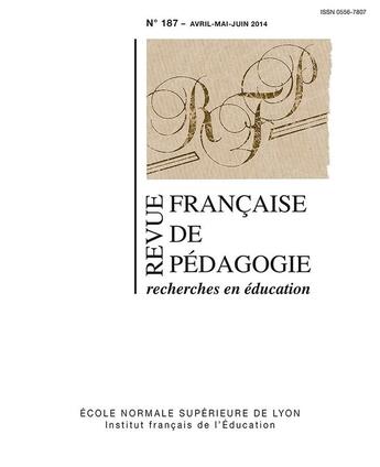 Couverture du livre « Revue française de pédagogie, n° 187/2014 : Varia » de Auteurs Divers aux éditions Ens Lyon