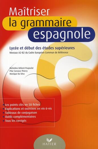 Couverture du livre « Maîtriser la grammaire espagnole ; lycée et début des études supérieures (édition 2008) » de Debent-Poujoulat-M+P aux éditions Hatier