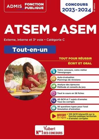 Couverture du livre « Concours ATSEM et ASEM : catégorie C tout-en-un ; agent (territorial) spécialisé des écoles maternels (édition 2023/2024) » de Elodie Laplace et Pierre-Brice Lebrun aux éditions Vuibert