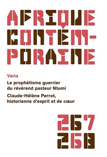 Couverture du livre « Afrique contemporaine 2018/3-4 - 267-268 - varia » de  aux éditions De Boeck Superieur