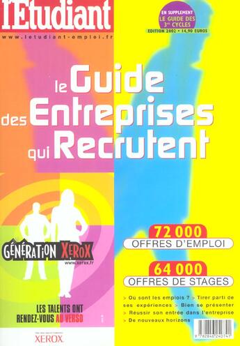 Couverture du livre « Le guide des entreprises qui recrutent ; edition 2002 » de  aux éditions L'etudiant