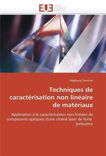 Couverture du livre « Techniques de caracterisation non lineaire de materiaux » de Santran-S aux éditions Editions Universitaires Europeennes