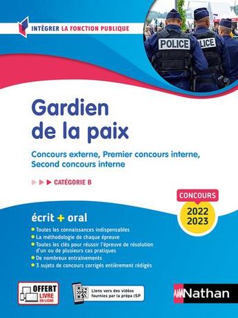 Couverture du livre « Concours gardien de la paix : catégorie B (édition 2022/2023) » de Elisabeth Simonin et Morad Mekbel aux éditions Nathan