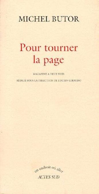 Couverture du livre « Pour tourner la page » de Michel Butor aux éditions Actes Sud