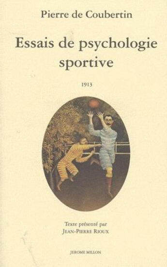 Couverture du livre « Essais de psychologie sportive » de Coubertin (De) P. aux éditions Millon
