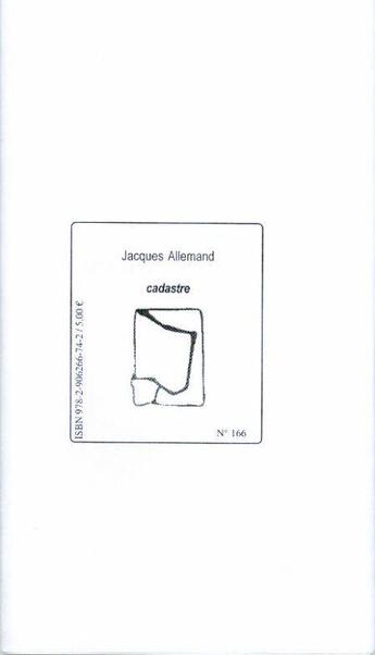 Couverture du livre « Cadastre » de Jacques Allemand aux éditions Alidades