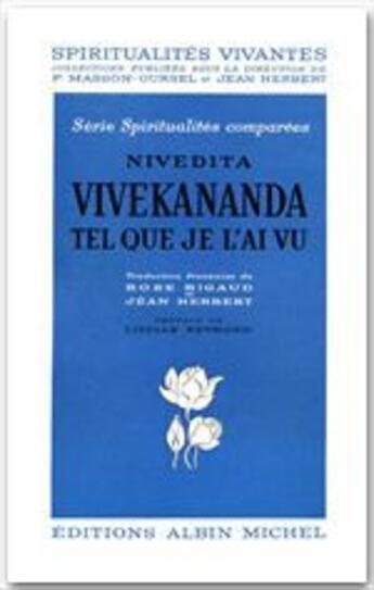 Couverture du livre « Vivekananda tel que je l'ai vu » de Nivedita aux éditions Albin Michel