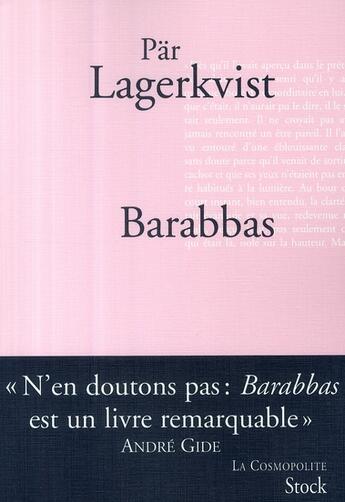 Couverture du livre « Barabbas » de Par Lagerkvist aux éditions Stock
