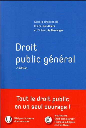 Couverture du livre « Droit public général » de Thibault De Berranger et Collectif Lexisnexis et Michel De Viliers aux éditions Lexisnexis