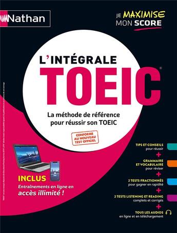 Couverture du livre « L'integrale toeic - la methode de reference pour reussir son toeic - 2020 » de  aux éditions Nathan