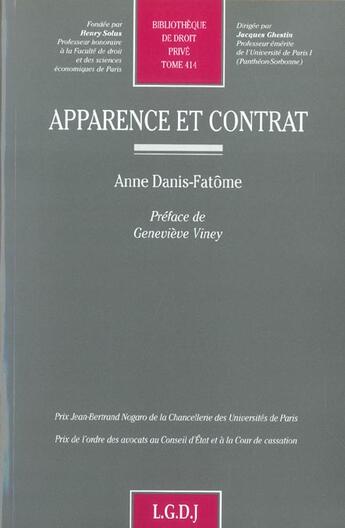 Couverture du livre « Apparence et contrat » de Anne Danis-Fatome aux éditions Lgdj