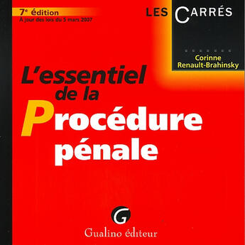 Couverture du livre « Essentiel de la procédure pénale (7e édition) » de Renault-Brahinsky Co aux éditions Gualino