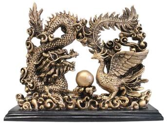 Couverture du livre « Dragon et phoenix en resine doree 23 cm » de  aux éditions Dg-exodif
