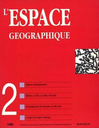 Couverture du livre « L'espace geographique - n 2 - 1998 » de Roger Brunet aux éditions Belin