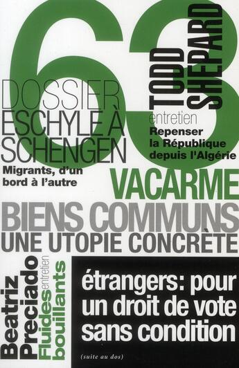 Couverture du livre « Vacarme N63 » de  aux éditions Prairies Ordinaires