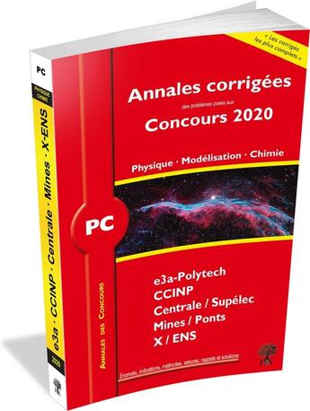 Couverture du livre « Annales des concours ; annales corrigées concours 2020 ; PC physique, modélisation - chimie (édition 2020) » de Julien Dumont aux éditions H & K