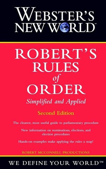 Couverture du livre « Webster's New World Robert's Rules of Order Simplified and Applied, 2n » de Robert Mcconnell Productions Darlene B aux éditions Houghton Mifflin Harcourt