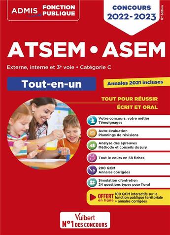 Couverture du livre « Concours ATSEM et ASEM : catégorie C ; tout-en-un ; agent (territorial) spécialisé des écoles maternelles » de Elodie Laplace aux éditions Vuibert