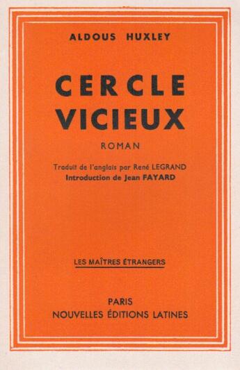 Couverture du livre « Cercle vicieux » de Aldous Huxley aux éditions Nel